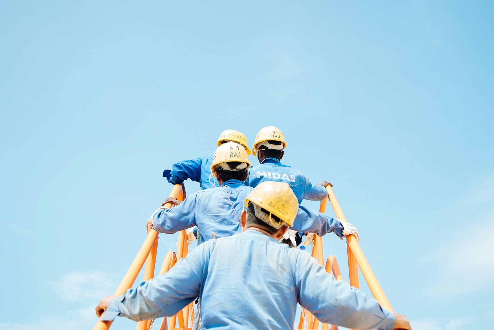 group of person on stairs, workers